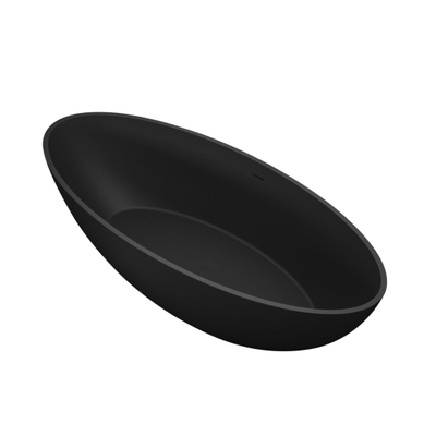 Best Design Solid Baignoire îlot 180x85x52cm avec trop-plein et siphon Solid Surface noir