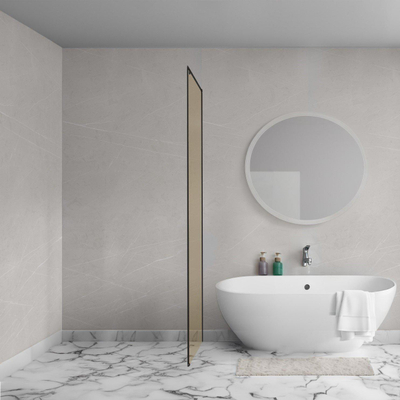 Aqua Vista Oria Cuadra paroi latérale - 100x200cm - avec kit de montage - pour cabine de douche - verre champagne - Noir mat