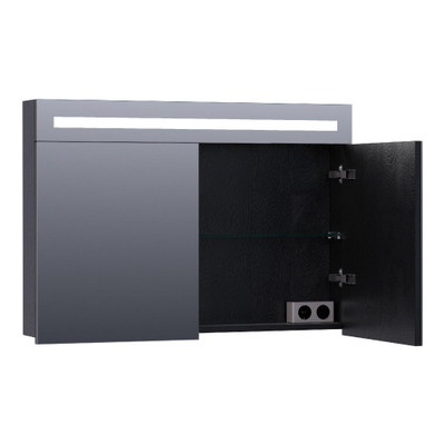 BRAUER 2.0 Armoire toilette 100x70x15cm avec 2 porte et éclairage LED Black Wood