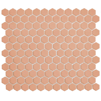 The Mosaic Factory Hexagon mozaïektegel - 26x30cm - 5mm - hexagon - R11 - mat royal peach (roze)