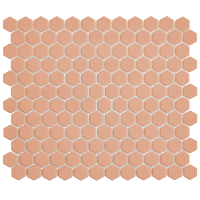 The Mosaic Factory Hexagon mozaïektegel - 26x30cm - wand en vloertegel - Zeshoek/Hexagon - Porselein Royal Peach Mat