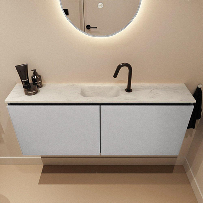 MONDIAZ TURE-DLUX Meuble toilette - 120cm - Plata - EDEN - vasque Opalo - position centrale - 1 trou de robinet