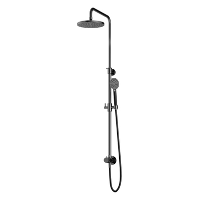 Hotbath Cobber ensemble de douche, douche de tête 20cm et flexible de douche 1,5mtr avec douchette à main noir chrome