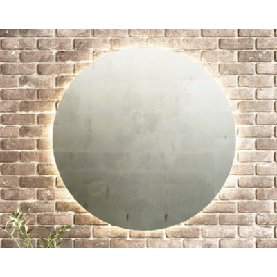HR Badmeubel Rondo Spiegel - 110x110cm - indirect verlichting rondom - sensor - spiegelverwarming - Zilver glans