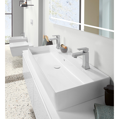 Villeroy & Boch memento 2.0 wastafel onderzijde - geslepen - 100x47cm - met overloop - 2 kraangaten CeramicPlus - White Alpine (glans wit)
