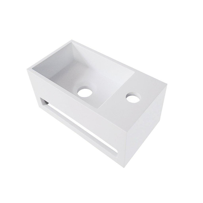 Wiesbaden Julia Lavabo WC 35.6x20.3x15.9cm avec porte serviettes et trou pour robinetterie droite blanc