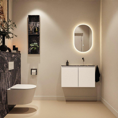 MONDIAZ TURE-DLUX 80cm toiletmeubel Talc. EDEN wastafel Lava positie rechts. Zonder kraangat.