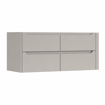 H&R Badmeubelen Juice Wastafelonderkast - 120x45x50cm - rechterhoek afgerond - 4 lades - geïntegreerde greep - beige mat