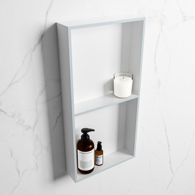 Mondiaz Easy nis 29.5x59.5x8cm voor Inbouw/opbouw 2 open vakken Solid surface Talc/Clay