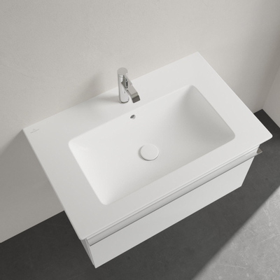 Villeroy & Boch venticello meubelwastafel - 1 kraangat doorgestoken - 80x50cm (geschikt - voor 3 kraangaten) - met overloop - Stone White (mat wit)