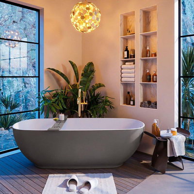 Mondiaz ALAN-DLUX Ensemble de meuble - 110cm - meuble Dark grey mat - 1 tiroir - Lavabo Cloud Ostra suspendu - vasque Centre - 0 trous de robinet