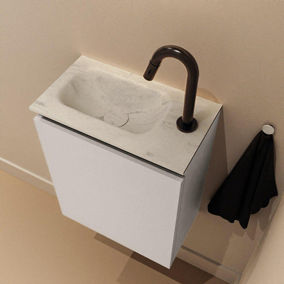 MONDIAZ TURE-DLUX 40cm toiletmeubel Linen. EDEN wastafel Opalo positie links. Met 1 kraangat.