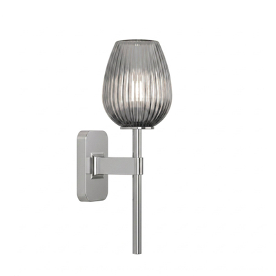 Astro Tacoma Single Wandlamp/Plafondlamp - 230V - IP44 - ovaal - geribbeld - smoke glas - chroom