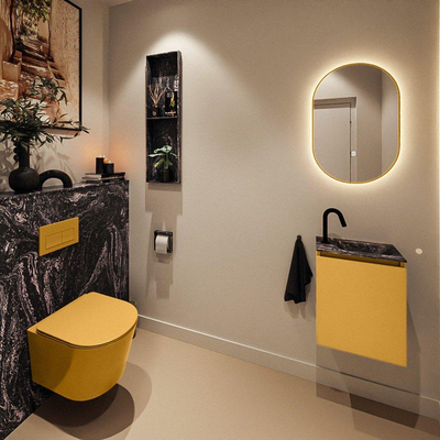 MONDIAZ TURE-DLUX 40cm toiletmeubel Ocher. EDEN wastafel Lava positie rechts. Met 1 kraangat.