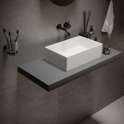 Ideavit Solidjoy Lavabo à poser - 38x24x11cm - Solid Surface - bord 6mm - blanc