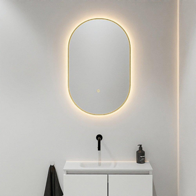 Mondiaz GLOW miroir – ovale – 45 x 90 cm – LED indirecte tout autour – capteur de mouvement – Oro (sable)