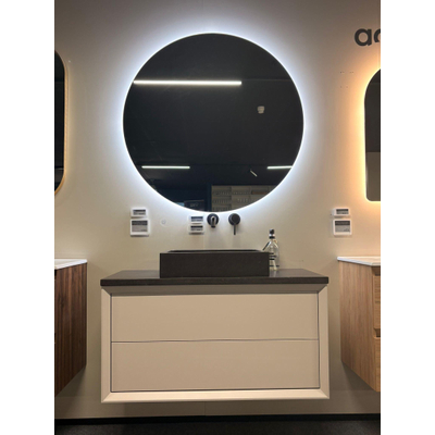 Saniclass Prime Core Badkamermeubelset - 100x55x46cm - 2 lades - met wastafelblad - zonder kraangat - waskom 50cm - natuursteen donker - mat cotton (beige) SHOWROOMMODEL
