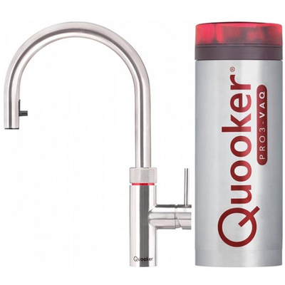 Quooker NL Flex keukenkraan koud, en kokend water inclusief uittrekbare uitloop met PRO3 reservoir RVS