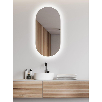Wiesbaden Lumia Spiegel ovaal - met LED dimbaar en spiegelverwarming - 50x100cm