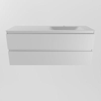 Mondiaz Aivy badmeubelset - 120x45x50cm - 1 kraangat - 1 wasbak talc Solid surface - Rechts - 2 lades - Met spiegelkast - MDF Talc