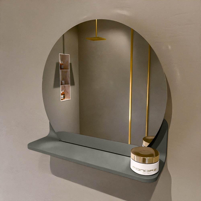 Mondiaz SPOT spiegel – Ø40 cm – met planchet – Smoke (lichtbruin)