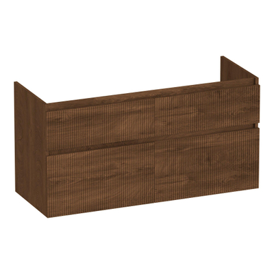 BRAUER Delight Wavy wastafelonderkast 120 4 softclose lades - greeploos - 2 sifon uitsparingen - Forest Cacao