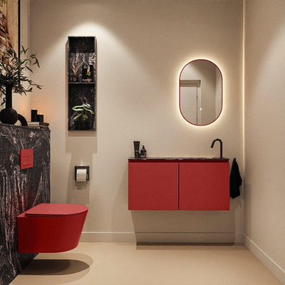 MONDIAZ TURE-DLUX Meuble de WC 100 cm Fire. Lavabo EDEN Lava position droite. Avec 1 trou de robinet.