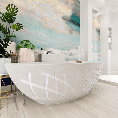 MONDIAZ HOLM DESIGN Baignoire autoportante - 180x85cm - Cale / Talc