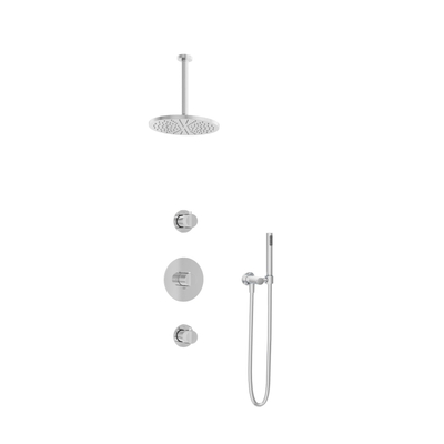 Hotbath Buddy IBS1 Regendoucheset - 2 stopkranen - 30cm plafondarm - 25cm ronde hoofddouche - staafhanddouche - hoogglans chroom