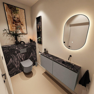MONDIAZ TURE-DLUX 120cm toiletmeubel Smoke. EDEN wastafel Lava positie rechts. Zonder kraangat.