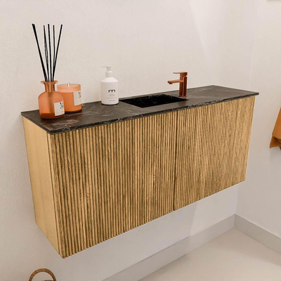 Mondiaz JOYA-DLUX 90cm toiletmeubel - kleur Oak - Wastafel FAYE positie Midden 1 kraangat kleur Lava.