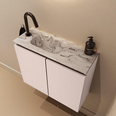 MONDIAZ TURE-DLUX 60cm toiletmeubel Rosee. EDEN wastafel Glace positie links. Met 1 kraangat.