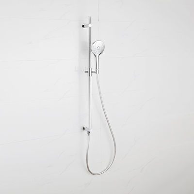 Fugaflow Eccelente Sobrado Ensemble de Glissière - coude de raccordement mural intégré - flexible de douche lisse - douchette ronde - chrome