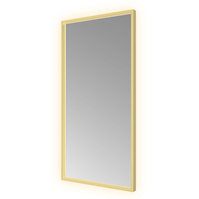 Hotbath &MORE Spiegel - 50x100cm - direct en indirect LED - color changing - spiegelverwarming - met afstandsbediening - PVD - geborsteld messing goud