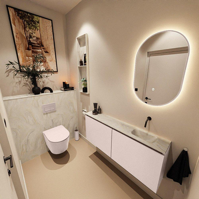 MONDIAZ TURE-DLUX 120cm toiletmeubel Rosee. EDEN wastafel Ostra positie rechts. Zonder kraangat.