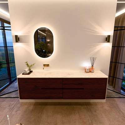 Mondiaz CIRO-DLUX Badkamermeubelset - 190x45x50cm - Solid surface wastafel Ostra - 1 wasbak Links - zonder kraangaten - 4 lades - Ruby