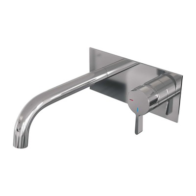 BRAUER Chrome Edition Wastafelmengkraan inbouw - gebogen uitloop links - hendel middel dik - inclusief inbouwdeel - afdekplaat - model E 1 - chroom