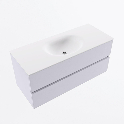 Mondiaz VICA Ensemble de meubles de salle de bains - 110cm - cale - 2 tiroirs - Lavabo MOON - au milieu - 1 trou de robinet - couleur talc - Version XL 60cm de haut