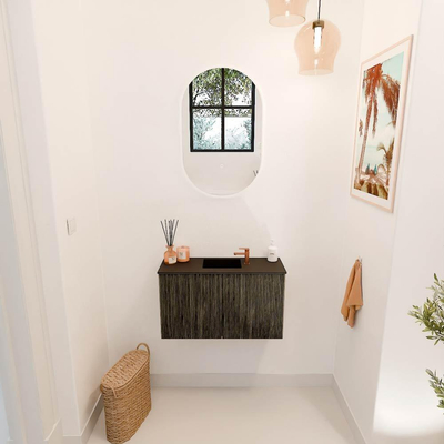 Mondiaz JOYA 70cm toiletmeubel - kleur Shadow - Wastafel FAYE positie Midden 1 kraangat kleur Urban.