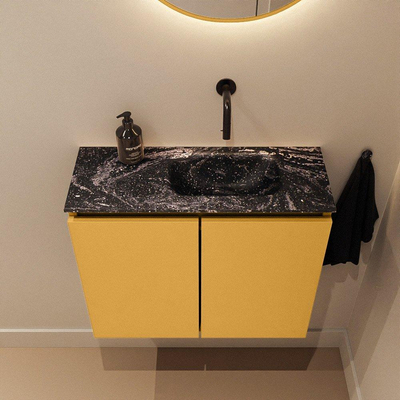 MONDIAZ TURE-DLUX 60cm toiletmeubel Ocher. EDEN wastafel Lava positie rechts. Zonder kraangat.