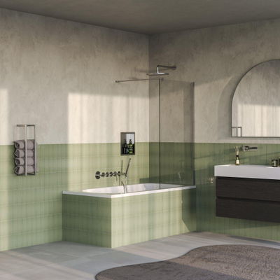 BRAUER Oblivion Paroi de baignoire - 80x140 - verre transparent - incl. revêtement de verre - inox brossé PVD