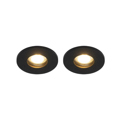 QAZQA Shed Spot encastrable - lot de 2 - 8.5x8.5cm - IP54 - Rond - Noir