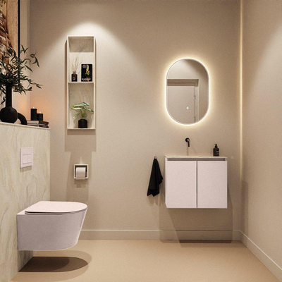 MONDIAZ TURE-DLUX meuble WC 60cm Rosee. EDEN lavabo Ostra position gauche. Sans trou de robinetterie.