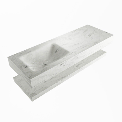 MONDIAZ ALAN - DLUX Badkamermeubelset - 130cm - planchet - Opalo - vrijhangende wastafel - wasbak links - 0 kraangaten - Opalo