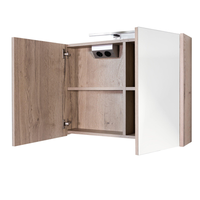 Best Design Halifax Armoire de toilette 80x60cm avec éclairage dessus MDF aspect bois