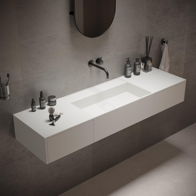 Ideavit SolidBliss Wastafel 140x40x20cm 0 kraangaten Solid surface mat wit