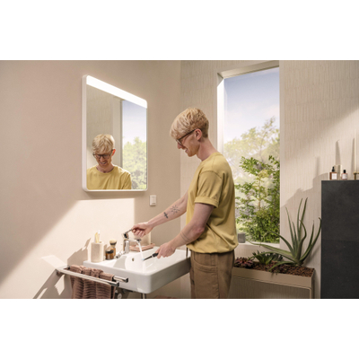 Hansgrohe Xarita Lite Q Miroir - 60x70x3,3 cm - éclairage LED - horizontal - interrupteur mural - blanc mat