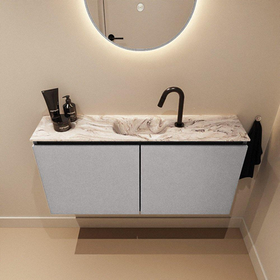 MONDIAZ TURE-DLUX Meuble de toilettes 100 cm Plata. Lavabo EDEN Glace position centrale. Avec 1 trou de robinet.