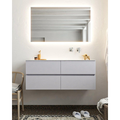 Mondiaz VICA ensemble de meuble de salle de bain - 120cm - meuble sous lavabo cale - 4 tiroirs - lavabo moon droite - sans trou de robinet - miroir LED - version XL 60cm de haut