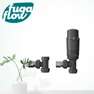 FugaFlow Eccelente Acces universele radiator aansluitset haaks - mat zwart